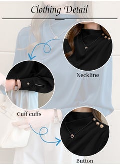 Ladies Elegant Satin Top Shirt, Comfortable Round Neck Shirt, with Puffed Sleeves, Women's Base Shirt, Business Blouse, Black - pzsku/ZDFF866B610C4BA6D594EZ/45/_/1713351092/1bb3ae86-1658-4fe7-8260-37b7d2f84278