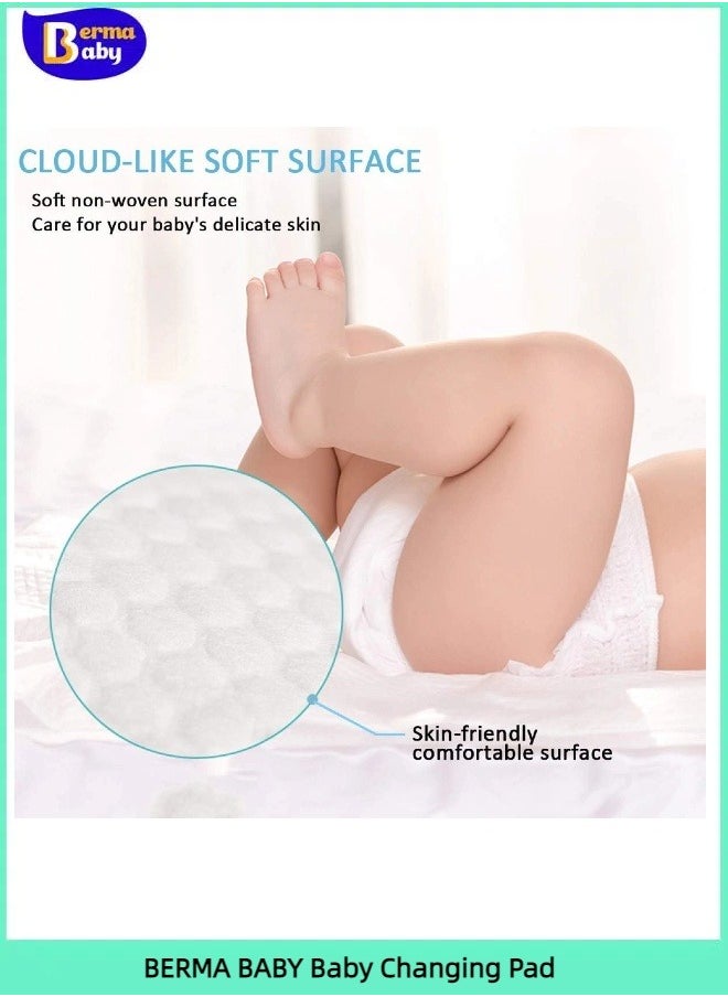 Berma Baby 60*45 CM Disposable Underpads Bed Pads for Baby, Leak-Proof Breathable Incontinence Diaper Changing Pad, Heavy Absorbency, and Soft Blue Cover for Bed  - Image 4