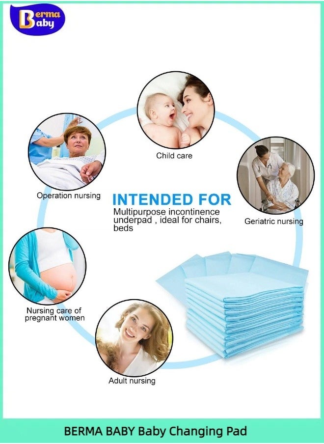 Berma Baby 60*45 CM Disposable Underpads Bed Pads for Baby, Leak-Proof Breathable Incontinence Diaper Changing Pad, Heavy Absorbency, and Soft Blue Cover for Bed  - Image 5