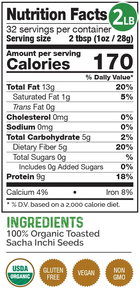 HerbaZest Sacha Inchi Seeds (2 LB) – USDA Certified Organic – Vegan, Non-GMO & Gluten-Free – Perfect for Snacks, Baked & Non-Baked Goods - Image 3