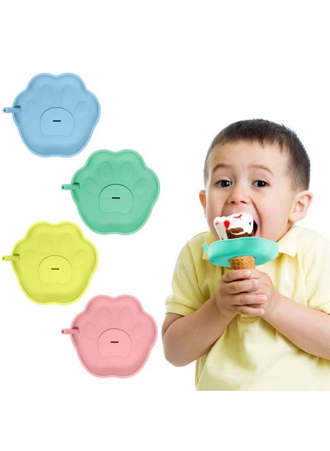 PandaEar 4 Pack Popsicle Holder for Kids, Silicone Ice Cream Cone & Popsicle Drip Catcher with Built-in Straw, Mess-Free Frozen Treat Holder - Image 1