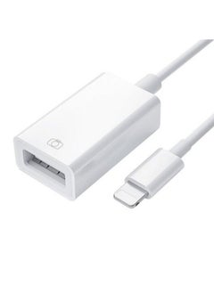 GS10 iPhone OTG Cable Adapter | Lightning to USB OTG Connector for iPhone & iPad | Plug & Play Data Transfer, USB Flash Drive, Keyboard, Mouse & More | High-Speed Sync & Charging – White