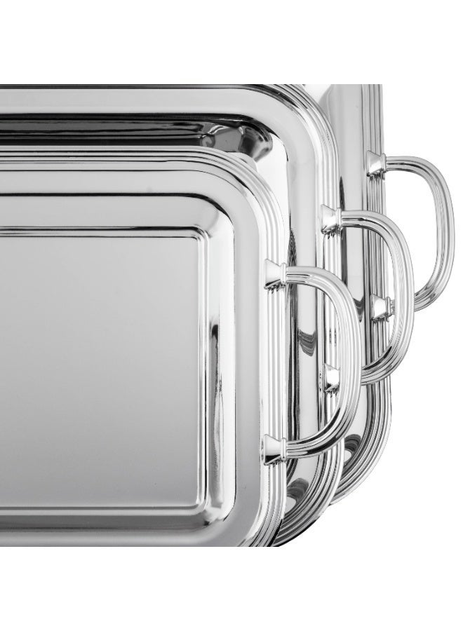 Dania 🥂 Luxury Rectangular Nickel Serving Tray Set  3-Piece Elegant Design – Model T1945-S (35×25 | 43×30 | 50×36 cm) - Image 5
