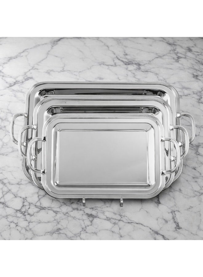 Dania 🥂 Luxury Rectangular Nickel Serving Tray Set  3-Piece Elegant Design – Model T1945-S (35×25 | 43×30 | 50×36 cm) - Image 1