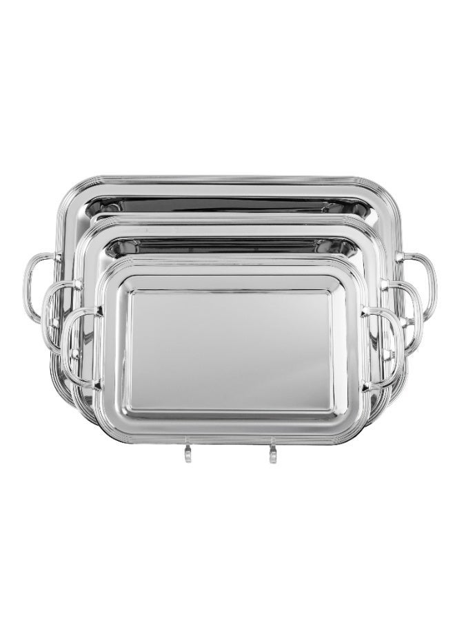 Dania 🥂 Luxury Rectangular Nickel Serving Tray Set  3-Piece Elegant Design – Model T1945-S (35×25 | 43×30 | 50×36 cm) - Image 2