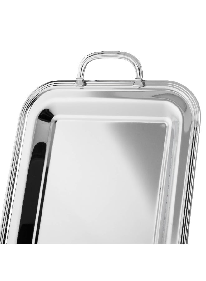 Dania 🥂 Luxury Rectangular Nickel Serving Tray Set  3-Piece Elegant Design – Model T1945-S (35×25 | 43×30 | 50×36 cm) - Image 4