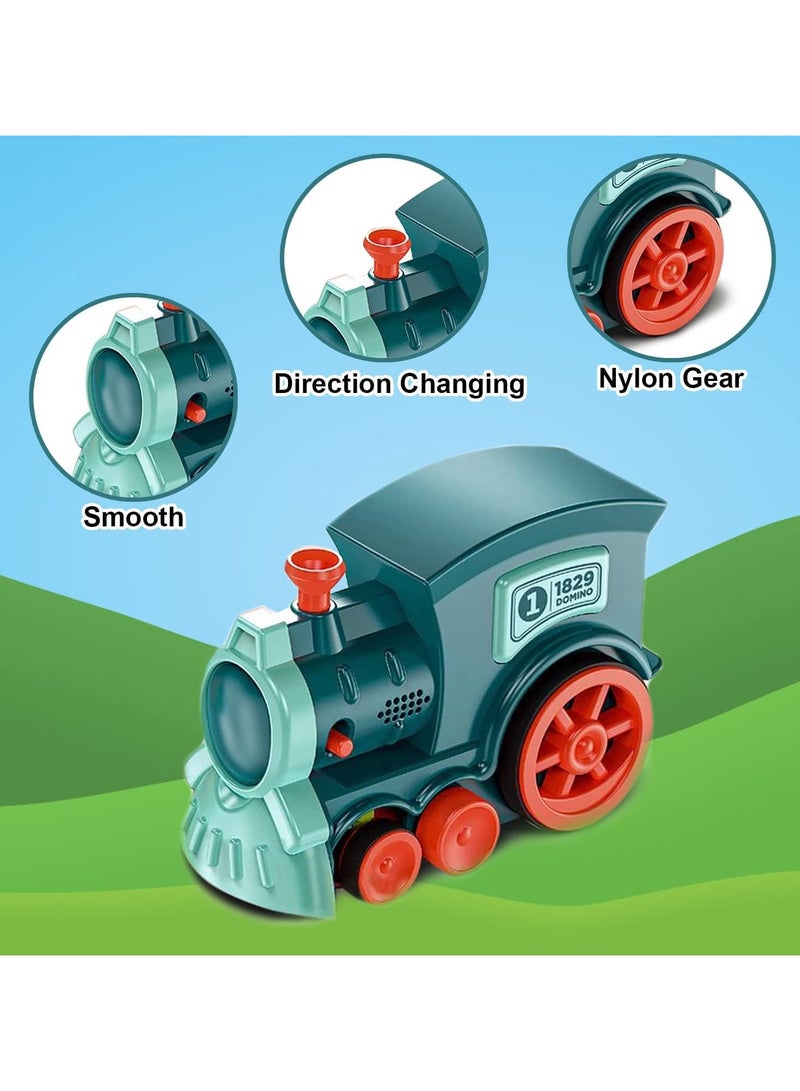 Domino Train Toy, Electric Automatic Domino Laying Train with Lights and Music, 60PCS Domino Blocks, STEM Stacking Building Toy for Kids Ages 3+ Boys & Girls  - Image 3