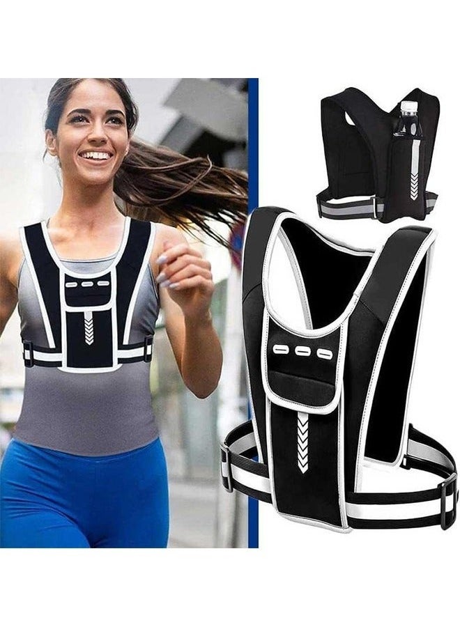 MHD Upgrade Multi-Functional Running Vest, Reflective Running Vest can Carry Water Cups and Phones, Outdoor Sports Adjustable Waterproof Breathable Reflective Gear for Running Walking Cycling Walking Dog - Image 2