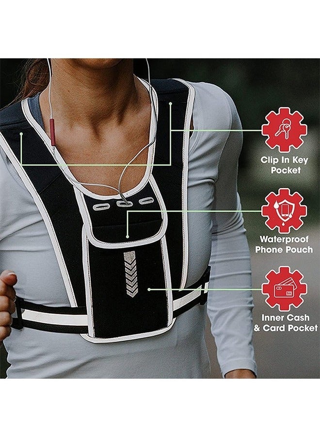 MHD Upgrade Multi-Functional Running Vest, Reflective Running Vest can Carry Water Cups and Phones, Outdoor Sports Adjustable Waterproof Breathable Reflective Gear for Running Walking Cycling Walking Dog - Image 4