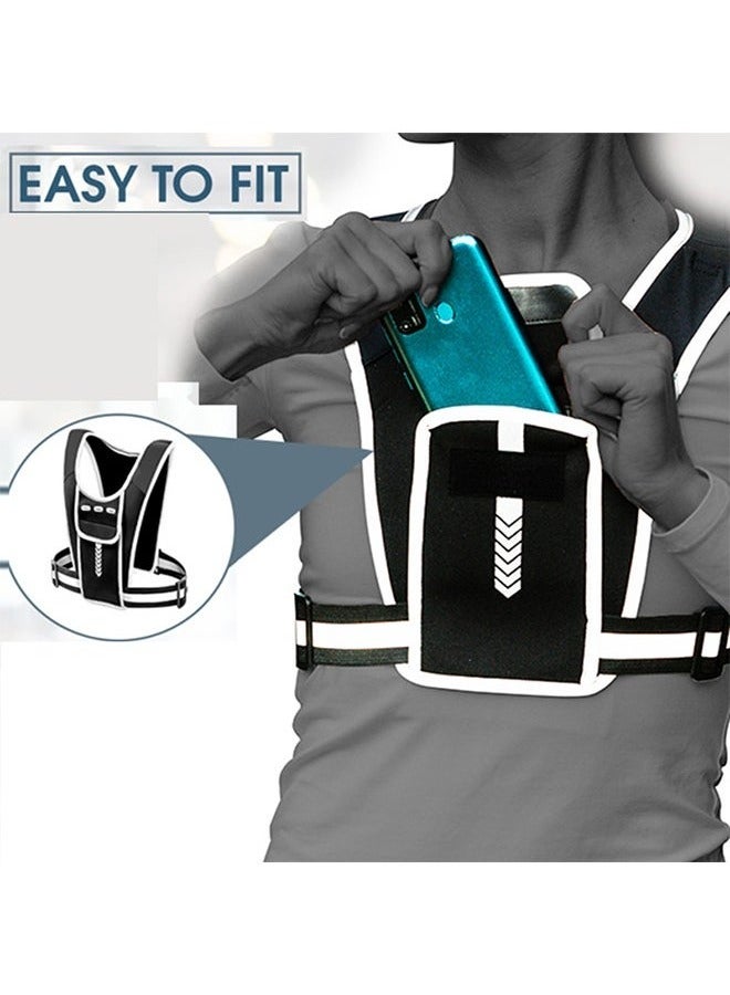 MHD Upgrade Multi-Functional Running Vest, Reflective Running Vest can Carry Water Cups and Phones, Outdoor Sports Adjustable Waterproof Breathable Reflective Gear for Running Walking Cycling Walking Dog - Image 3