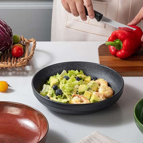 HAPPY KIT 9'' Large Pasta Bowls, 42 Oz, Stoneware Reactive Glaze Salad Bowl Set of 4, Ceramic Serving Bowls for Fruit,Soup,Noodle, Dinner, Scratch Resistant, Rust Red - Image 2