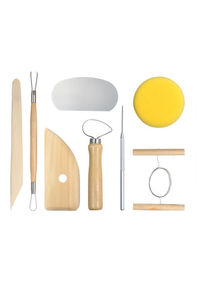 NIBEMINENT 8-Piece Of Clay Tool Set Brown/Silver/Yellow - Image 1