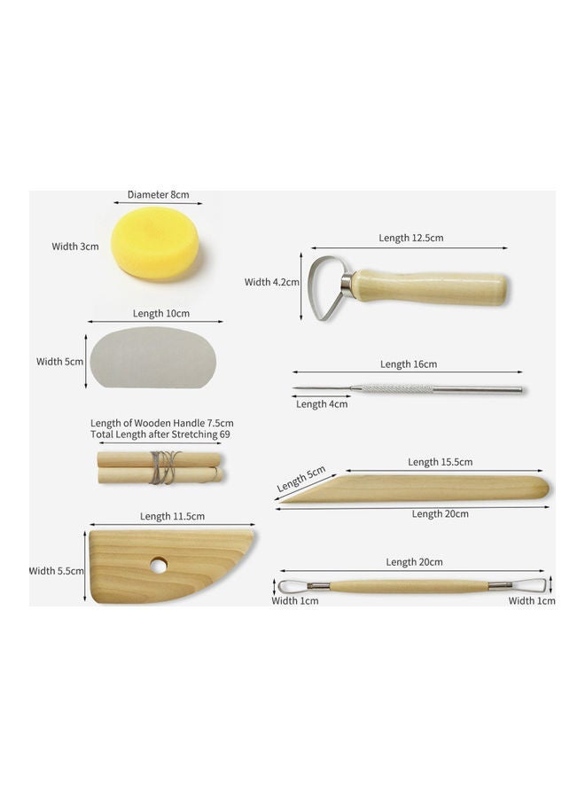 NIBEMINENT 8-Piece Of Clay Tool Set Brown/Silver/Yellow - Image 5