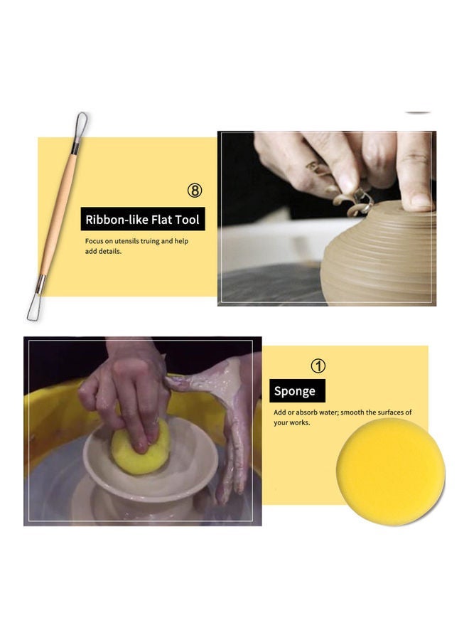 NIBEMINENT 8-Piece Of Clay Tool Set Brown/Silver/Yellow - Image 4