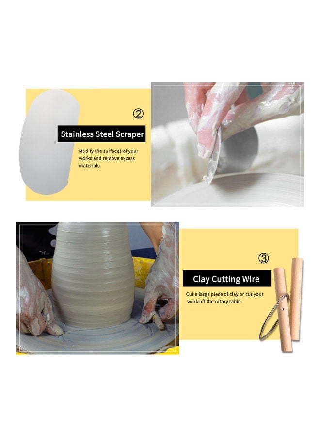 NIBEMINENT 8-Piece Of Clay Tool Set Brown/Silver/Yellow - Image 3