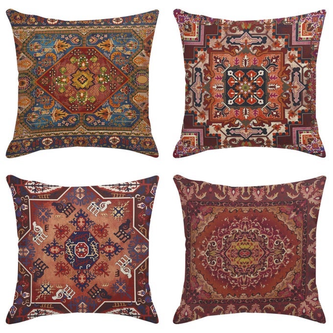 THROW PILLOW COVERS HOME DECOR SET OF 4 PILLOW CASES DECORATIVE 18 X 18 INCHES OUTDOOR CUSHION COUCH SOFA PILLOWCASES