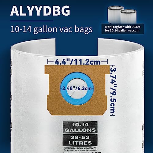 ALYYDBG for Shop Vac Bags 10-14 Gallon, Type F 90662 9066200 9066233; Type I 90672 9067200 9067233; VF2005, High Efficiency Disposable Fine Dust Collection Vacuum Filter Bags (5 Pack) - Image 3