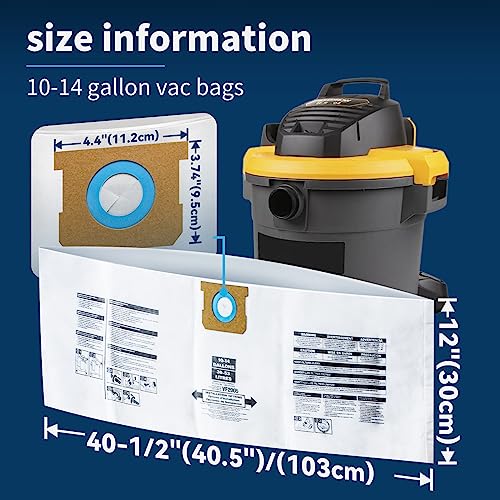 ALYYDBG for Shop Vac Bags 10-14 Gallon, Type F 90662 9066200 9066233; Type I 90672 9067200 9067233; VF2005, High Efficiency Disposable Fine Dust Collection Vacuum Filter Bags (5 Pack) - Image 4