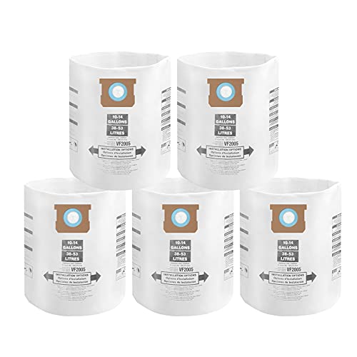 ALYYDBG for Shop Vac Bags 10-14 Gallon, Type F 90662 9066200 9066233; Type I 90672 9067200 9067233; VF2005, High Efficiency Disposable Fine Dust Collection Vacuum Filter Bags (5 Pack) - Image 1