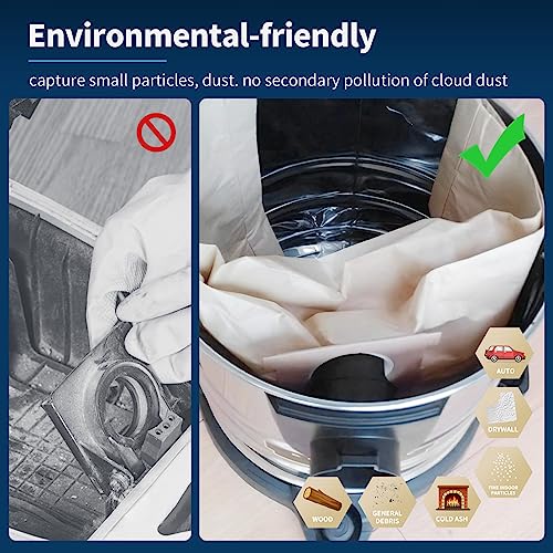 ALYYDBG for Shop Vac Bags 10-14 Gallon, Type F 90662 9066200 9066233; Type I 90672 9067200 9067233; VF2005, High Efficiency Disposable Fine Dust Collection Vacuum Filter Bags (5 Pack) - Image 5