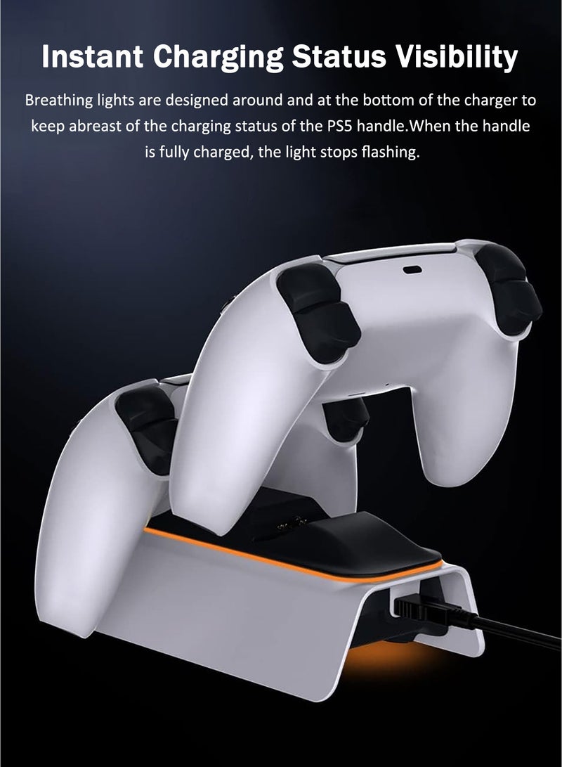 DOBE High-Speed PS5 Controller Charging Station, Fast DualSense Charger Dock with LED Indicators, Enhanced Playstation 5 Charging Stand, White - Image 2