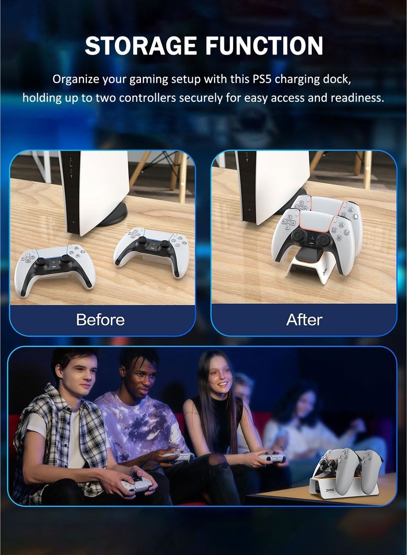 DOBE High-Speed PS5 Controller Charging Station, Fast DualSense Charger Dock with LED Indicators, Enhanced Playstation 5 Charging Stand, White - Image 5