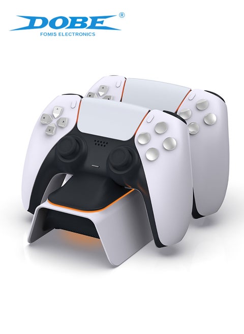 High-Speed PS5 Controller Charging Station, Fast DualSense Charger Dock with LED Indicators, Enhanced Playstation 5 Charging Stand, White