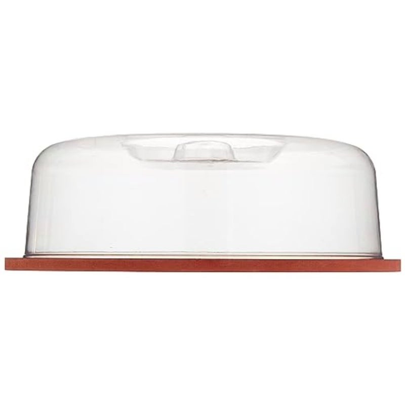 Atl Round Transparent Cover Serving Tray Cloche Wooden Cheese Board Storage Cake Stand Appetizer Dessert Dinnerware Centerpiece 26Cm, Brown/Clear, Td-Lyd-7005 - Image 3