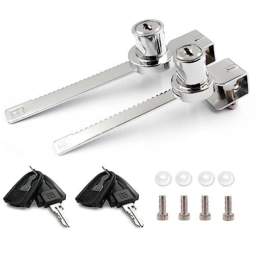 XIEHE 318 Sliding Window Locks, Closet Locks for Sliding Glass Doors with 2 Keys, Display Cabinet Showcase Lock with Chrome Finish, No Drill Burglar Bars for Sliding Doors (2 Pack, Keyed Alike) - Image 1
