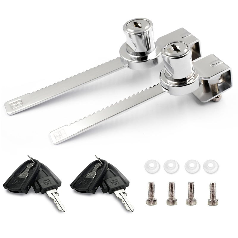 XIEHE 318 Sliding Window Locks, Closet Locks for Sliding Glass Doors with 2 Keys, Display Cabinet Showcase Lock with Chrome Finish, No Drill Burglar Bars for Sliding Doors (2 Pack, Keyed Alike) - Image 3