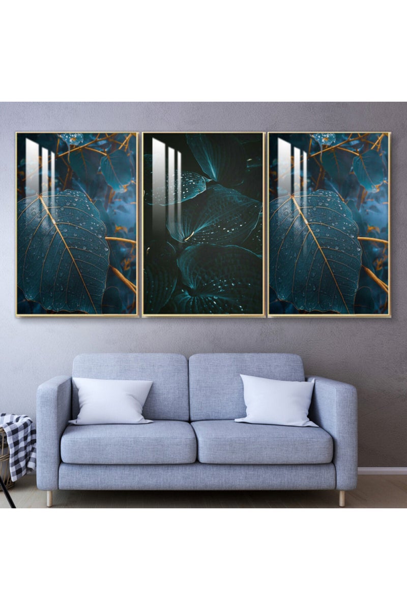 Marktna Three wooden wall painting with a frame and a clear acrylic layer - Image 1