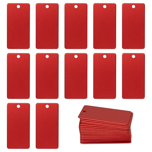 StayMax Aluminum Engraving Blanks Rectangle Blank Tags 1 Inch x 2 Inch 25 Pack Red - Image 1