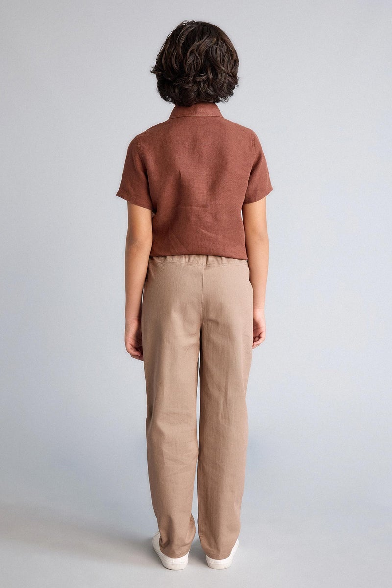 DeFacto Brown Boy Boy Carrot Fit Gabardine Trousers Casual - Image 5