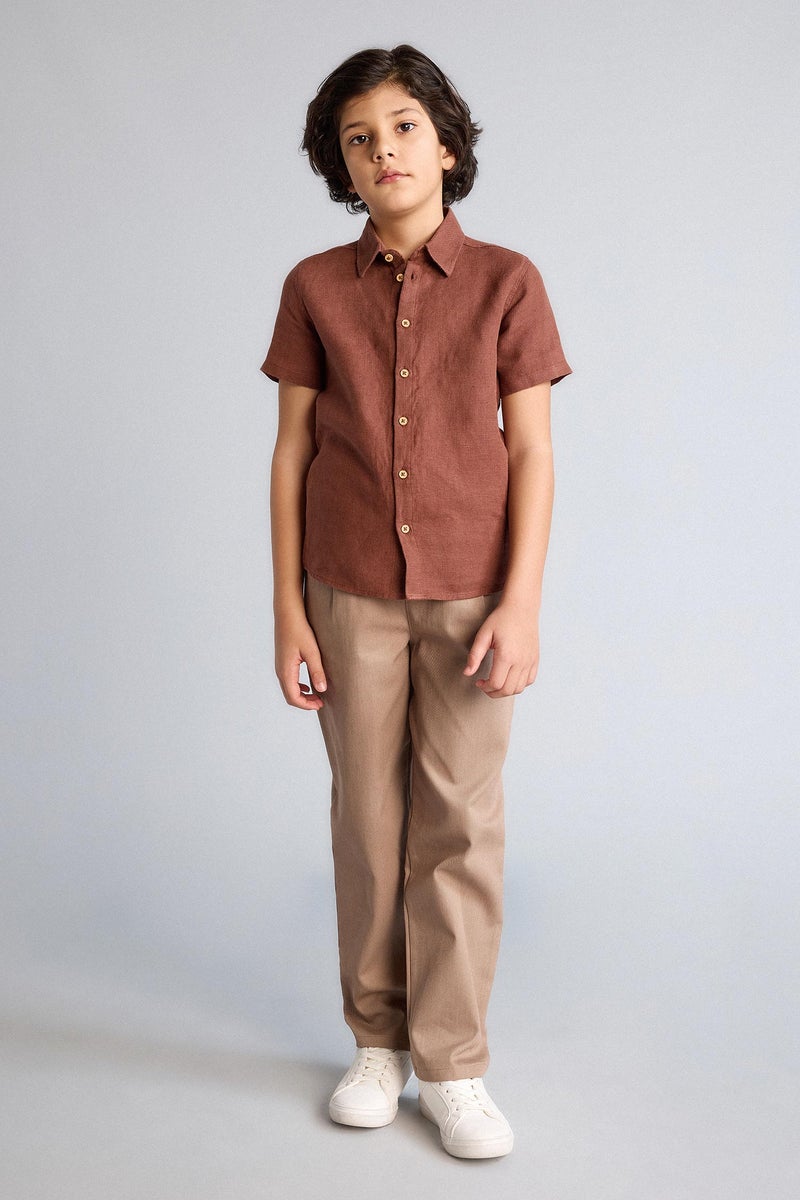 DeFacto Brown Boy Boy Carrot Fit Gabardine Trousers Casual - Image 2