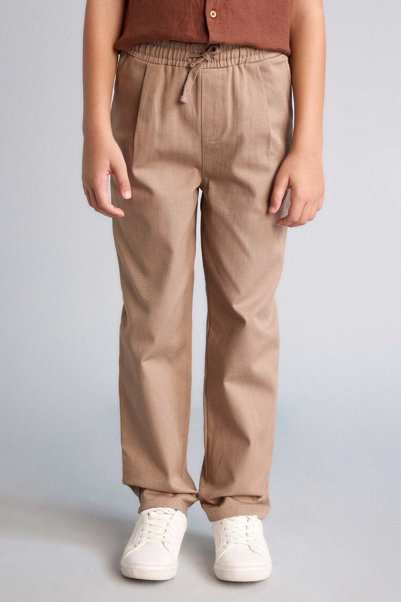 DeFacto Brown Boy Boy Carrot Fit Gabardine Trousers Casual - Image 3