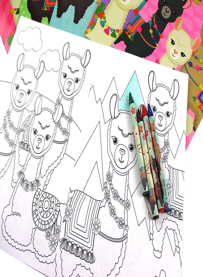 TINYMILLS Llamas Alpacas Coloring Book Set for Kids Party Favors with 12 Coloring Books and 48 Crayons Llamas Birthday Party Supplies Favor Bag Filler - Image 3