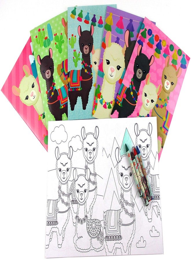 TINYMILLS Llamas Alpacas Coloring Book Set for Kids Party Favors with 12 Coloring Books and 48 Crayons Llamas Birthday Party Supplies Favor Bag Filler - Image 2