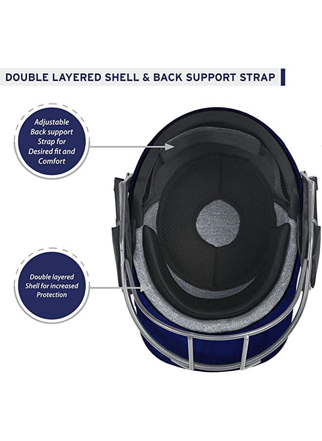 DSC - FORT 44 Cricket Helmet | Navy Blue | Size: Extra Large | For Men & Boys | Steel Grill | Adjustable Back Support Strap | Removable and washable sweatband | Lightweight - Image 1