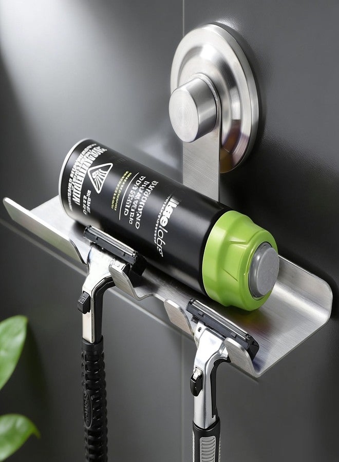 DELITON Razor Holder for Shower Wall, Heavy-Duty Suction Cup Hooks for Razor, Towel, Loofah, Removable Damage-Free Stainless Steel Shaver Holder Inside Shower - Image 1
