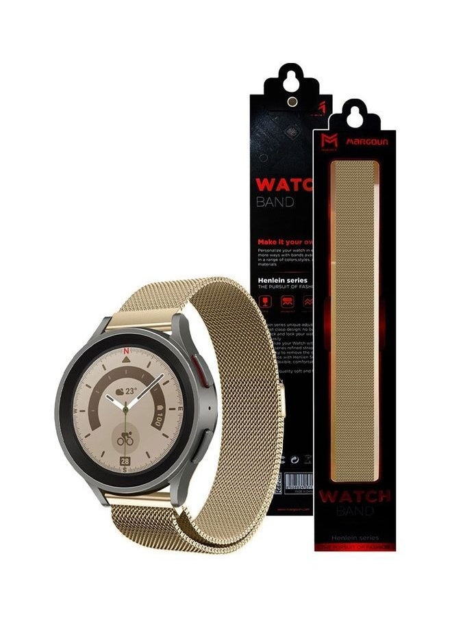 NIBEMINENT - Samsung Galaxy Watch 5 / Pro Band Milanese Stainless Steel Strap 20mm Compatible with Watch5 (44mm/40mm) (45mm) Vintage Gold - Image 1