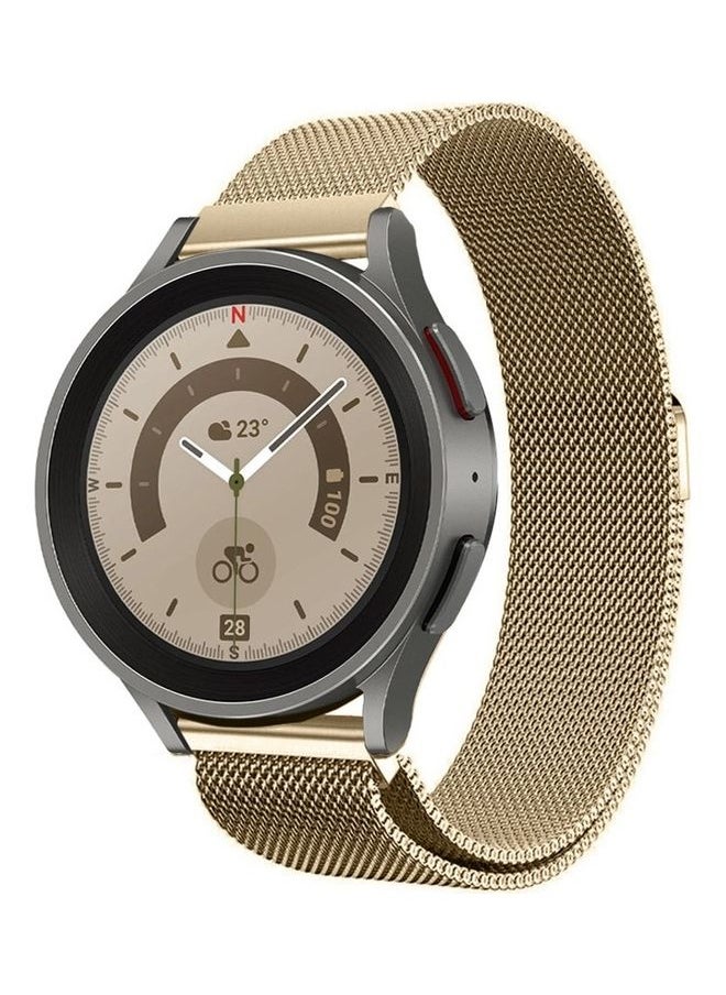 NIBEMINENT - Samsung Galaxy Watch 5 / Pro Band Milanese Stainless Steel Strap 20mm Compatible with Watch5 (44mm/40mm) (45mm) Vintage Gold - Image 1