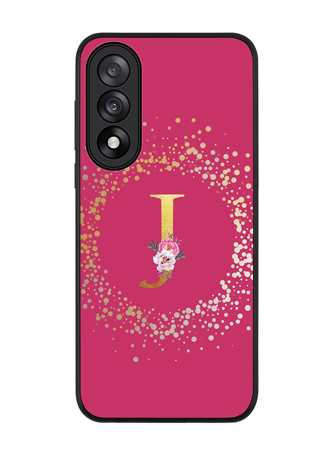 Stylizedd For OnePlus Nord 5 / Ace 5 Ultra Case,Slim fit Camera Protection, Shockproof Thin Phone cover  - Custom Monogram Floral - J ( Deep Pink )