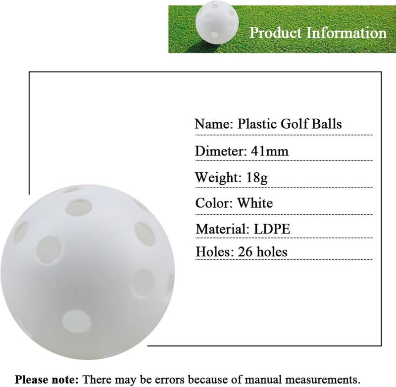 FUNZON Practice Golf Balls, 25 Pack Plastic Airflow Hollow Golf Balls for Driving Range, Swing Training, Lightweight, Training Golf Balls Indoor/Outdoor Use - Image 2