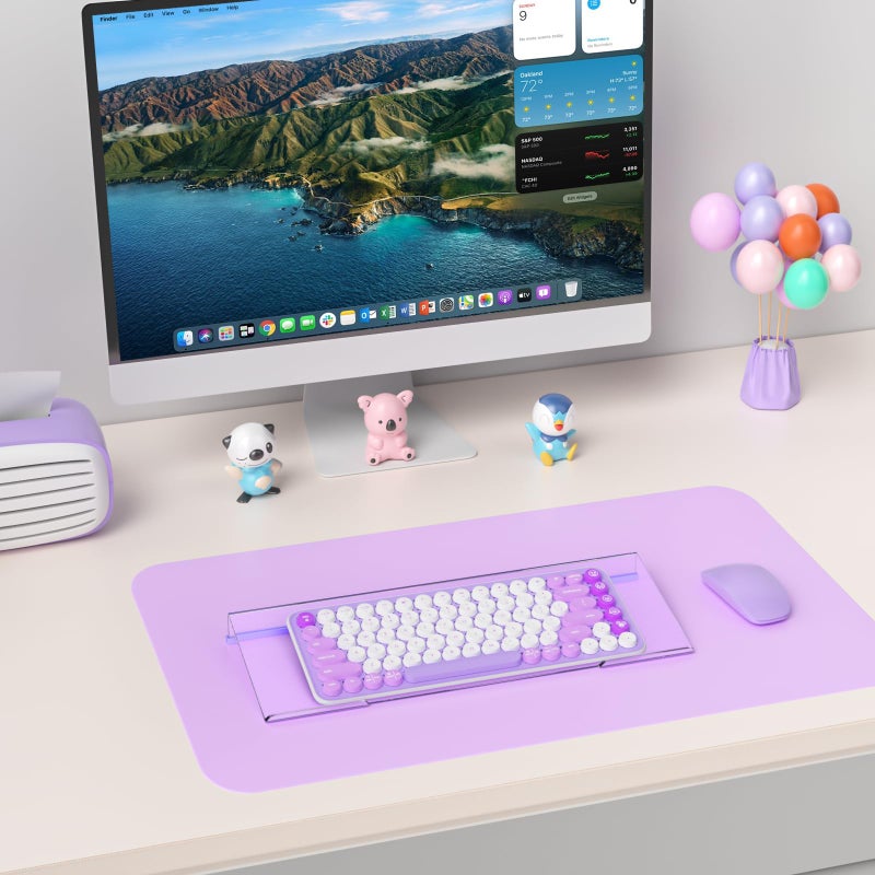 Rulyyo Ergonomic Computer Keyboard Stand - 17 Inch Clear Acrylic Keyboard Riser for Desk Tilted Keyboard Holder Tray with Purple Non-Slip Strip for Home Office Easy Typing & Working - Image 3