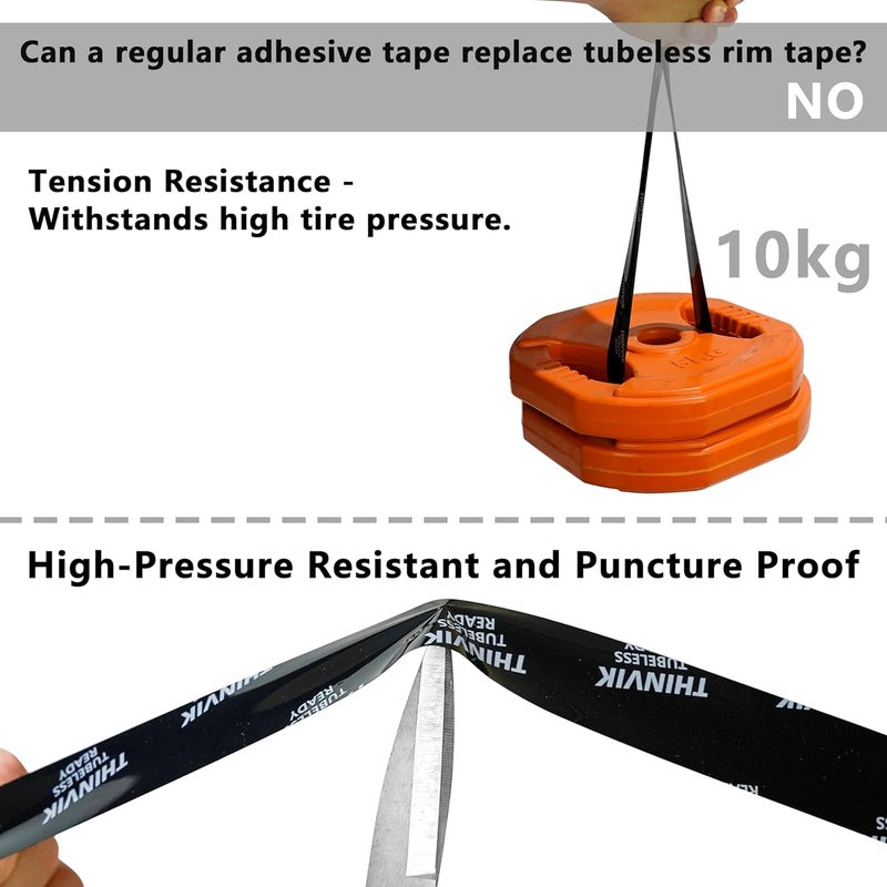 Thinvik Tubeless Bike Wheel Rim Tape Width 21/23/25/27/29/31/33/35 mm x Length 10m Roll Anti Puncture Tubeless Vacuum Tire Pad Tape for MTB Mountain&Road Bike Wheel Carbon Set - Image 5