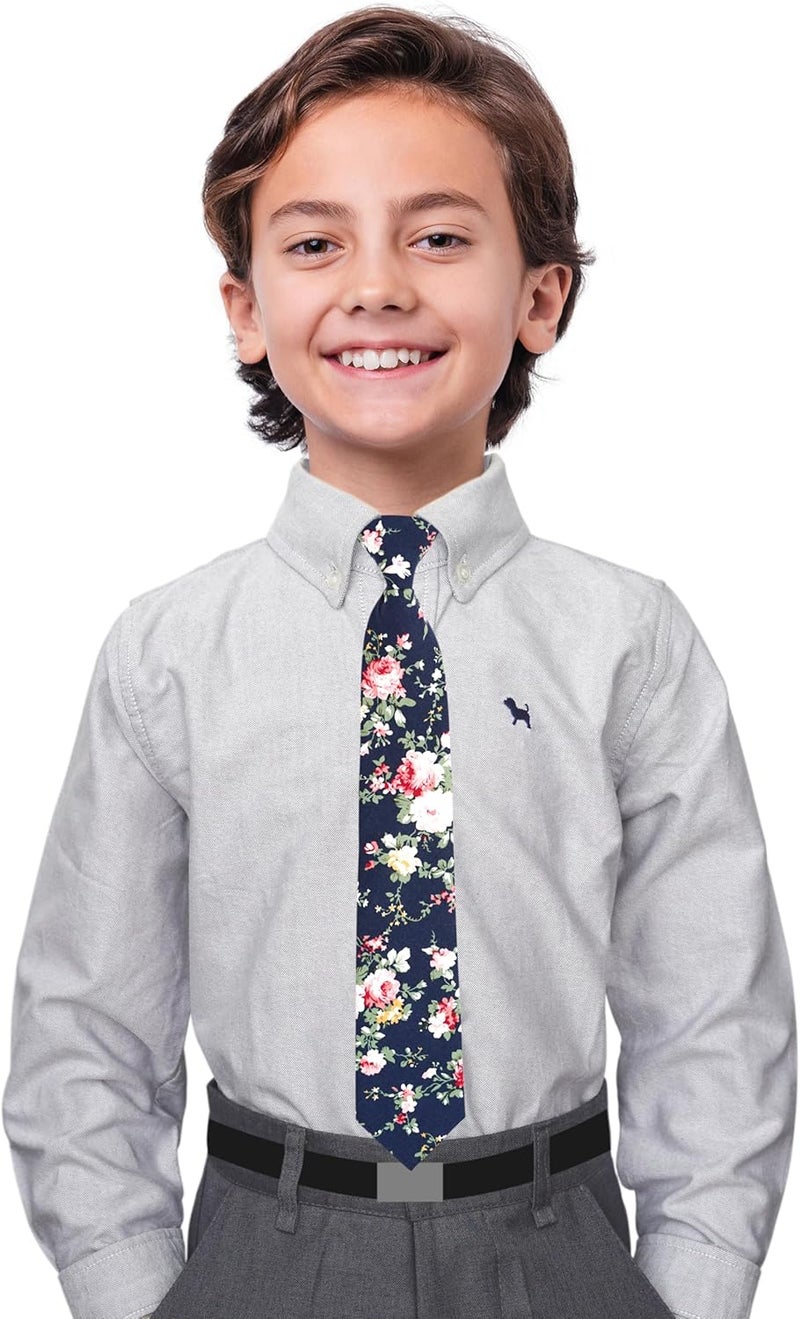BELLUNO Boys' Floral Ties, Hook and Loop Pre-tied Flower Ties for Little Kids and Pre-teens - Image 2