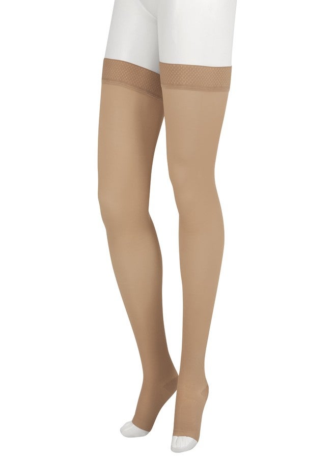 Juzo Soft 2001 Thigh-High, 20-30 mmHg, Open Toe Compression Stocking with Silicone Top Band for Men & Women, Regular, 3 (III), Beige - Image 1