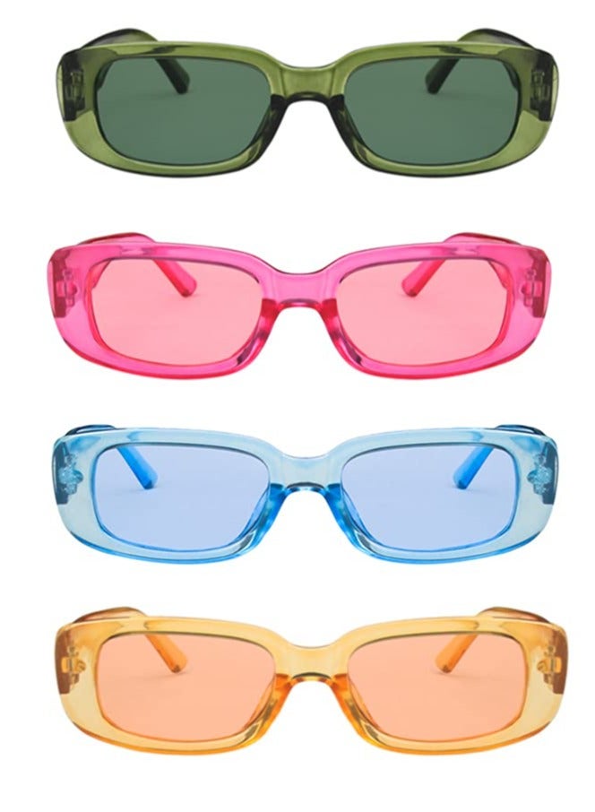 KASTWAVE Retro Glasses, Sunglasses Women, Rectangle Sunglasses for Women/ Men Driving Glasses 90’s Vintage Small Square Eyewear UV Protection Glasse (4 pcs) - Image 2