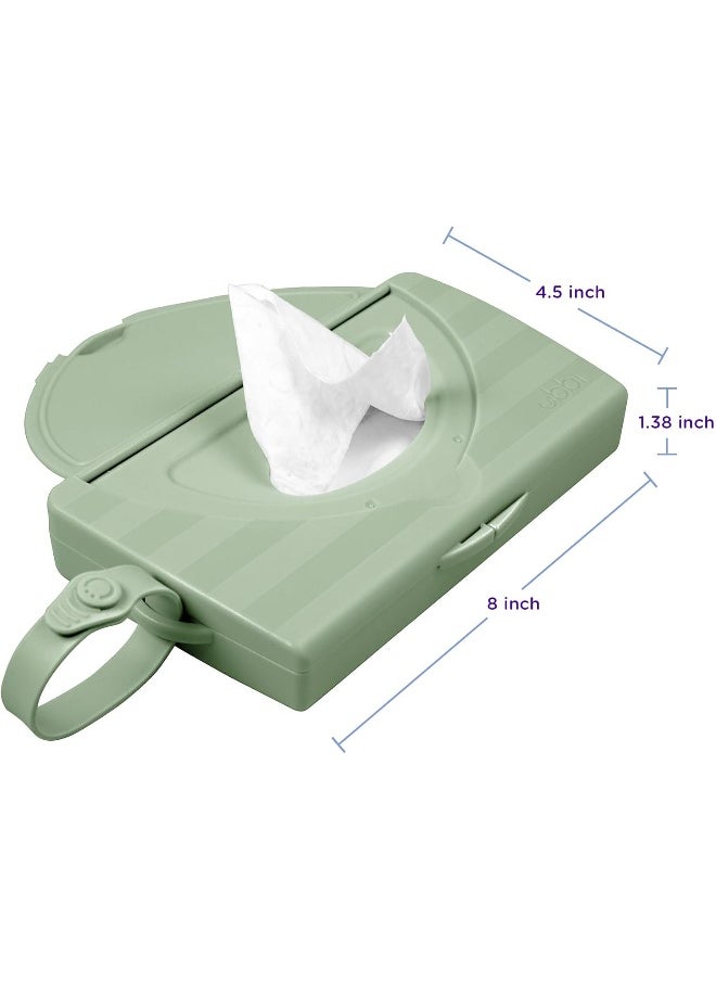 ubbi Ubbi On-The-Go Baby Wipes Dispenser, Portable Wipes Container for Travel, Diaper Bag Accessory Must Have for Newborns, Reusable Wipes Holder, Sage Green  - Image 2