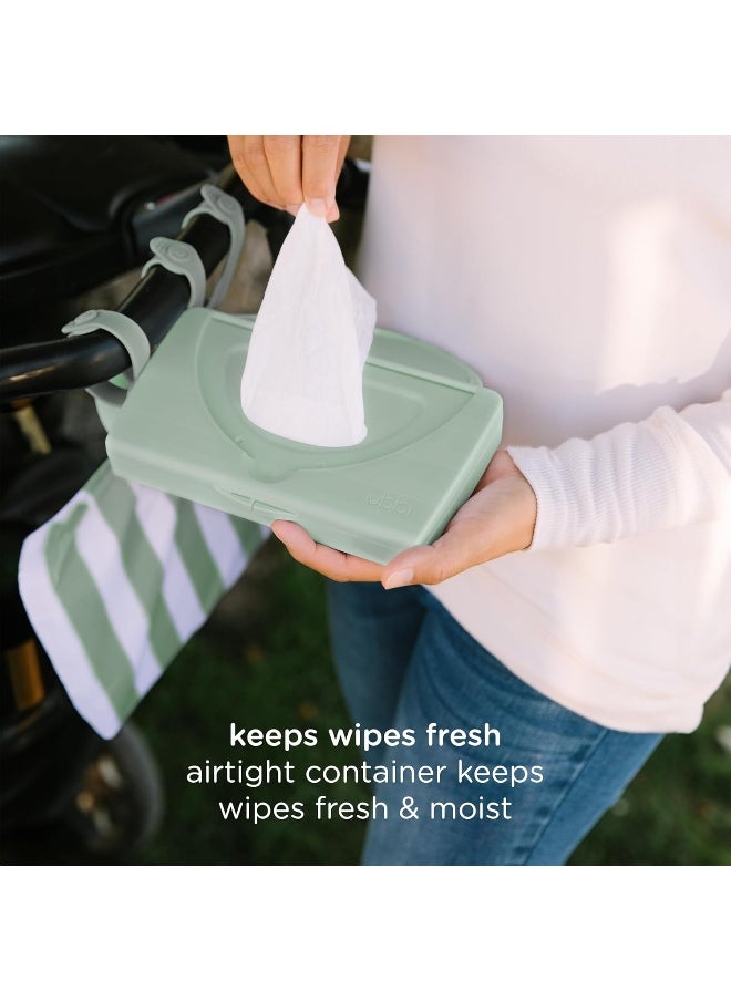 ubbi Ubbi On-The-Go Baby Wipes Dispenser, Portable Wipes Container for Travel, Diaper Bag Accessory Must Have for Newborns, Reusable Wipes Holder, Sage Green  - Image 4